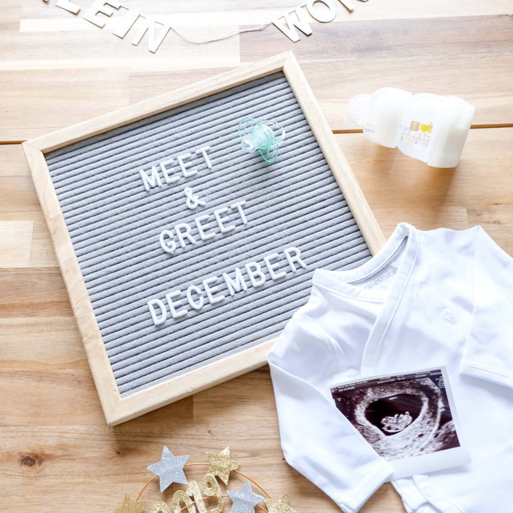 engelstalige tekst letterbord baby