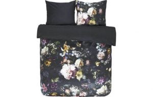 zwart dekbedovertrek met grote bloemen
