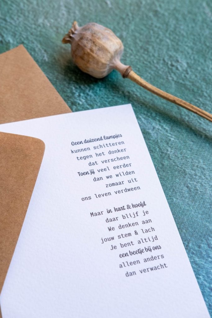 wenskaart na overlijden